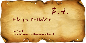 Pápa Arikán névjegykártya